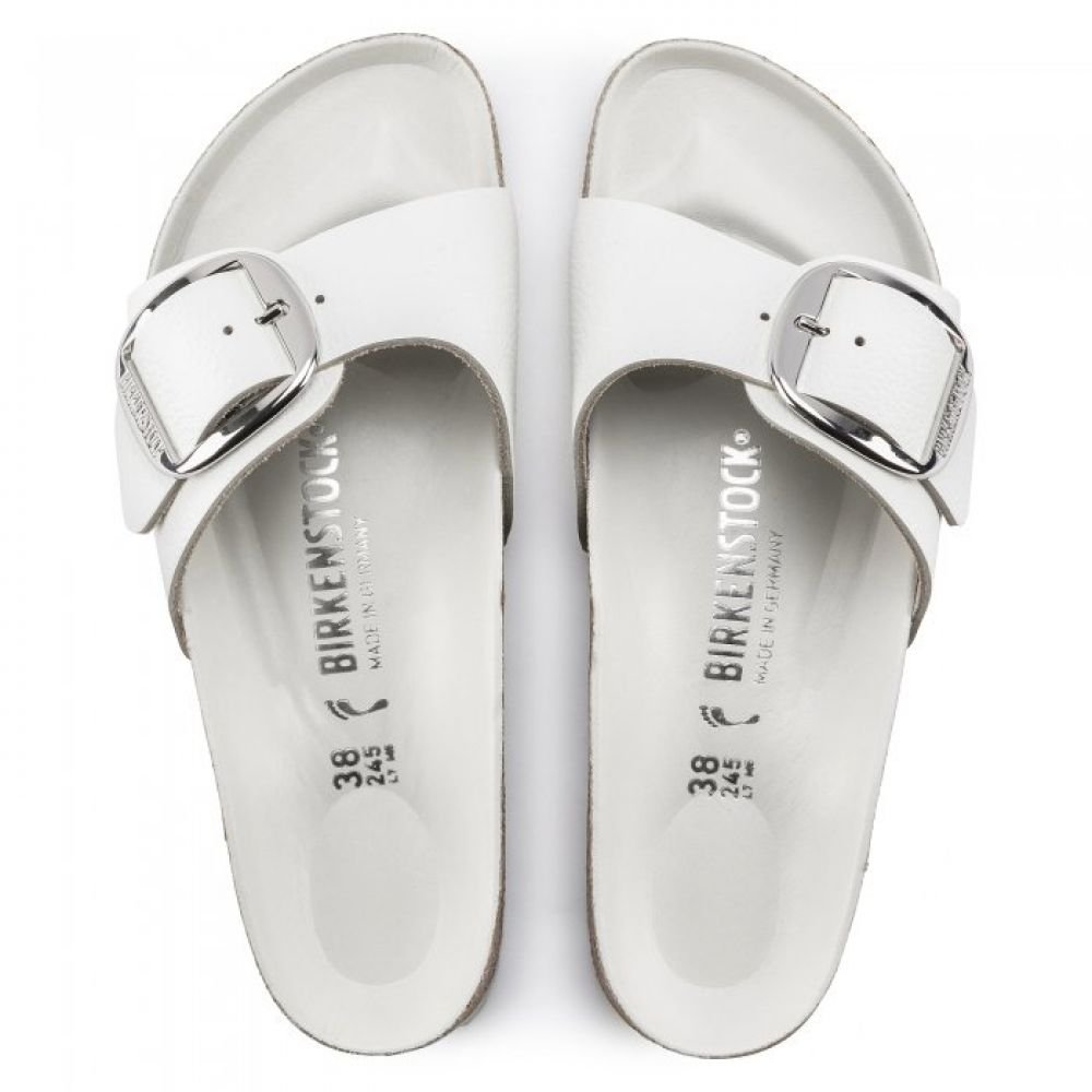 Birkenstock Women's Madrid Big Buckle Leather in White - Getoutside Shoes