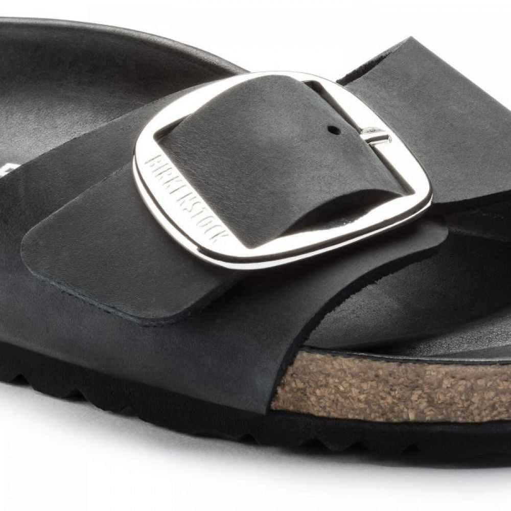 Birkenstock Madrid Big Buckle Oiled Leather in Black - Getoutside Shoes