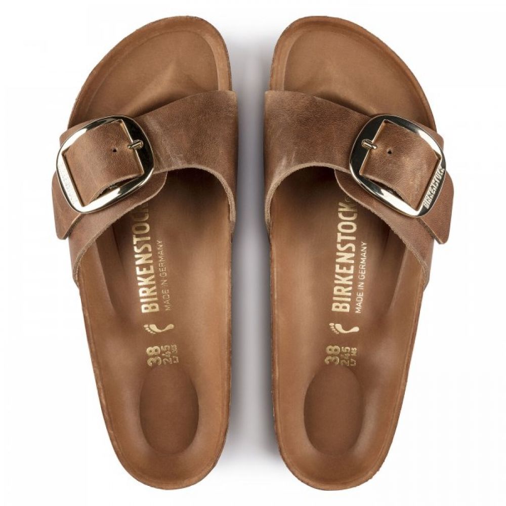 Birkenstock Madrid Big Buckle Oiled Leather in Cognac - Getoutside Shoes