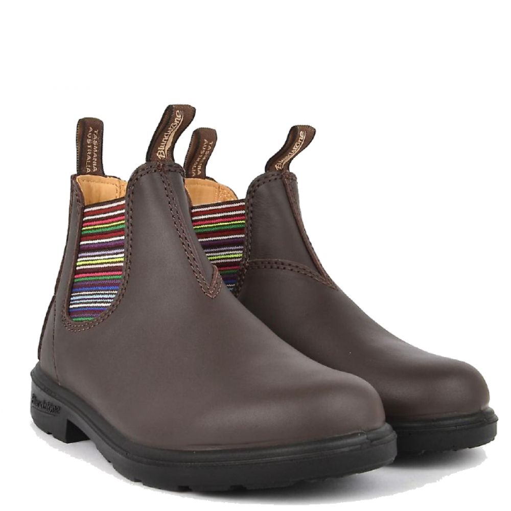 Blundstone Kids 1413 in Brown with Striped Elastic