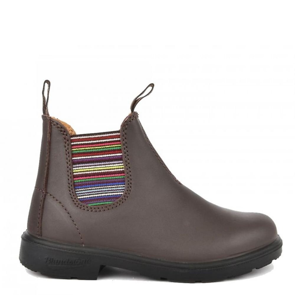 Blundstone Kids 1413 in Brown with Striped Elastic - Getoutside Shoes