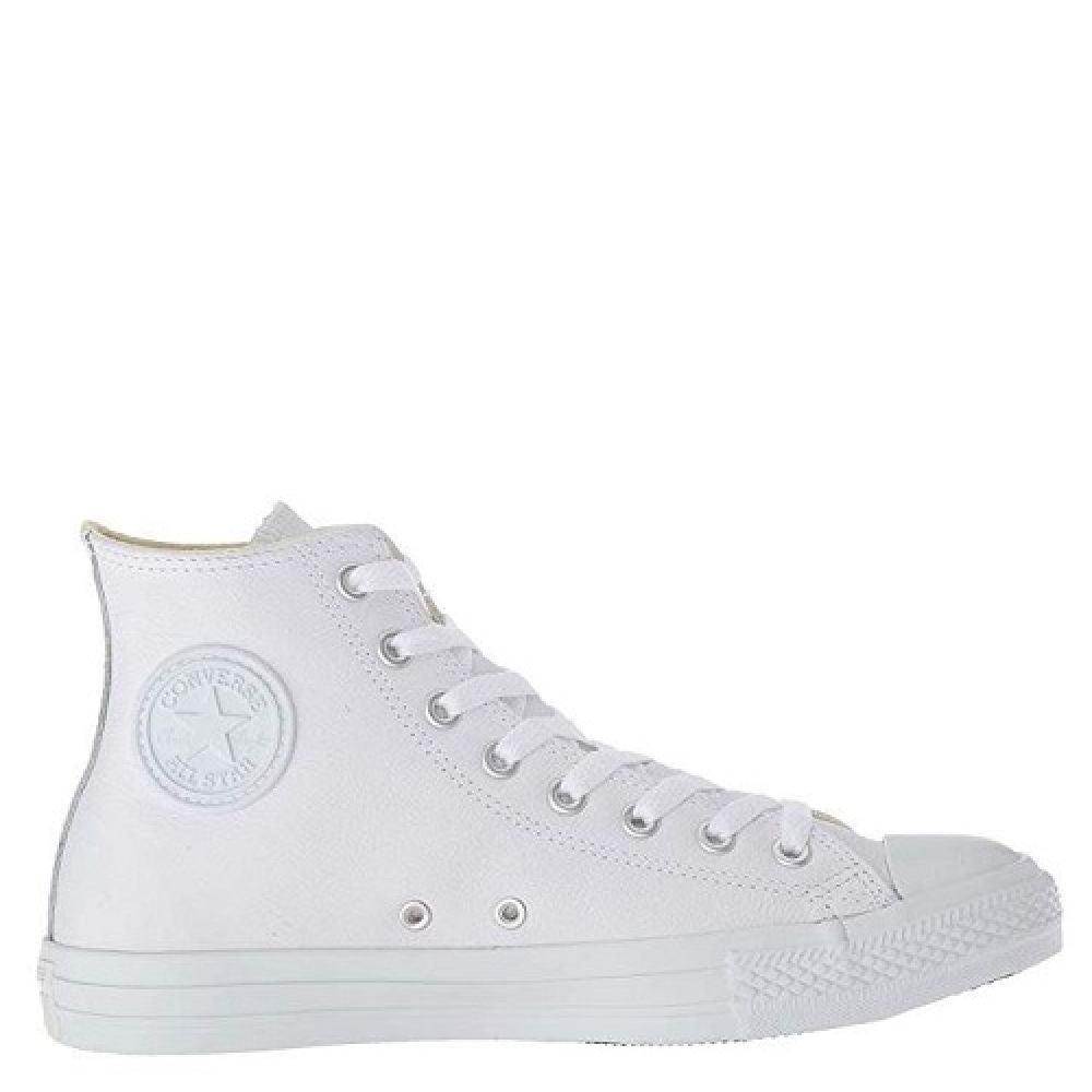 Converse Chuck Taylor All Star Leather High Top in White Monochrome