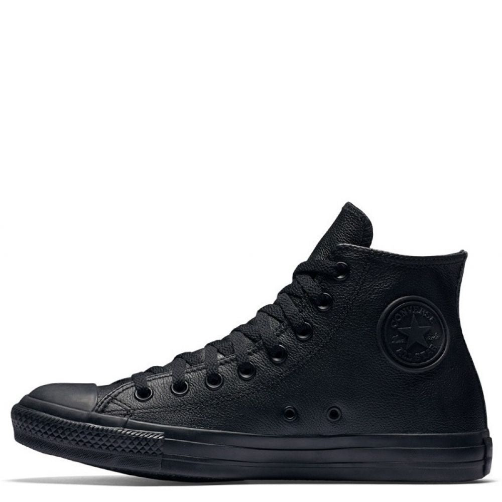 Converse Chuck Taylor All Star Leather High Top in Black Monochrome