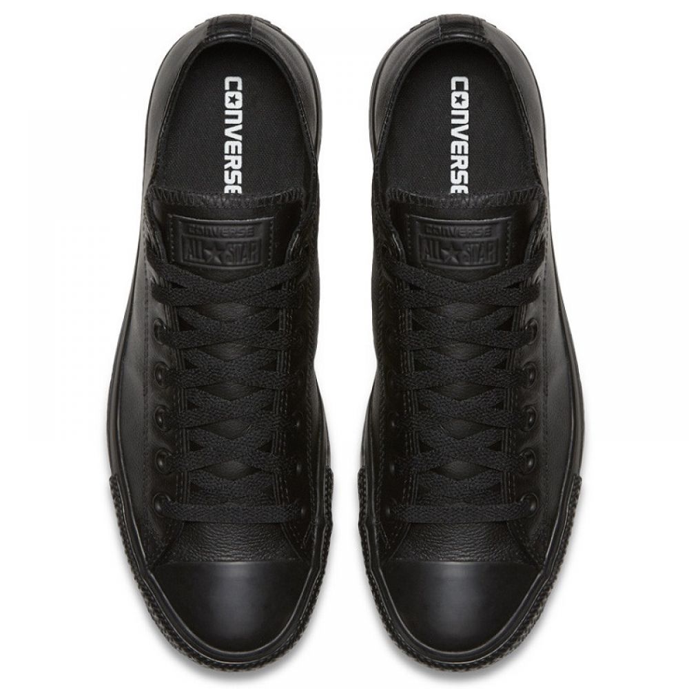 Converse Chuck Taylor All Star Leather Low Top in Black Monochrome