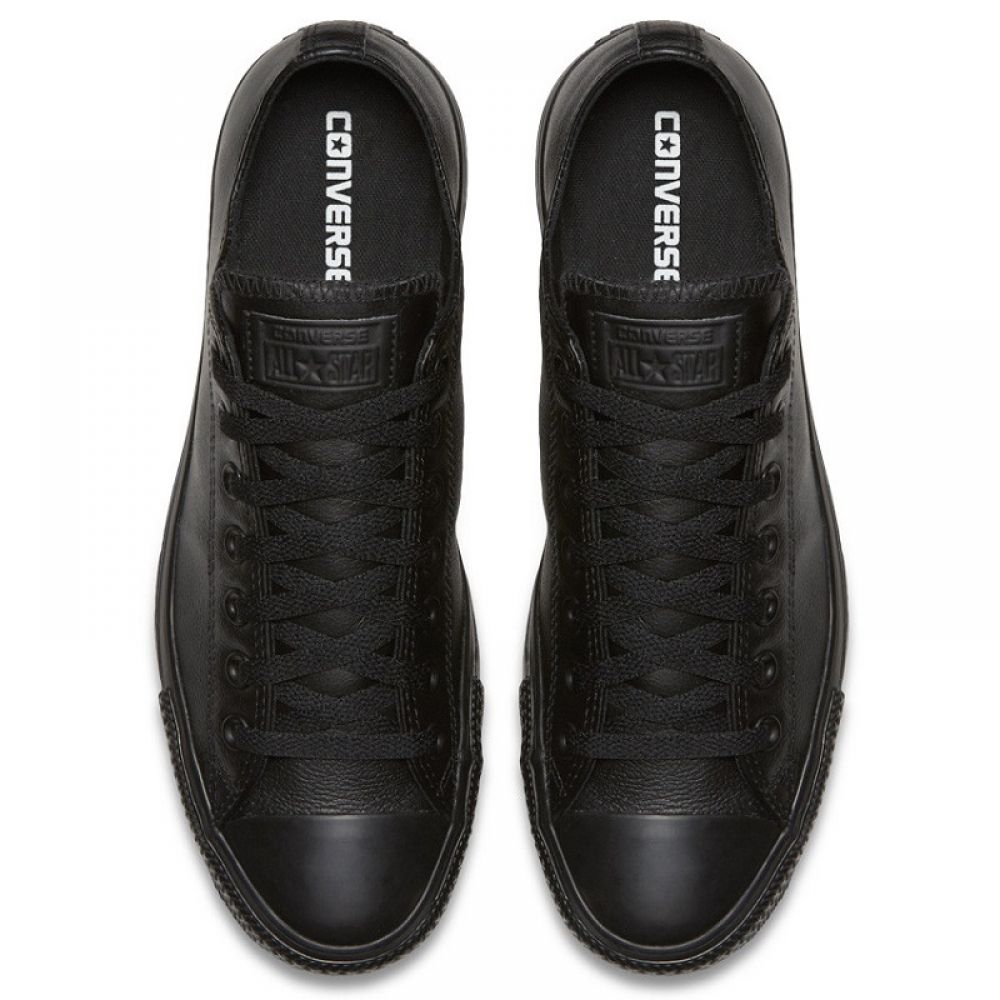 Converse Chuck Taylor All Star Leather Low Top in Black Monochrome