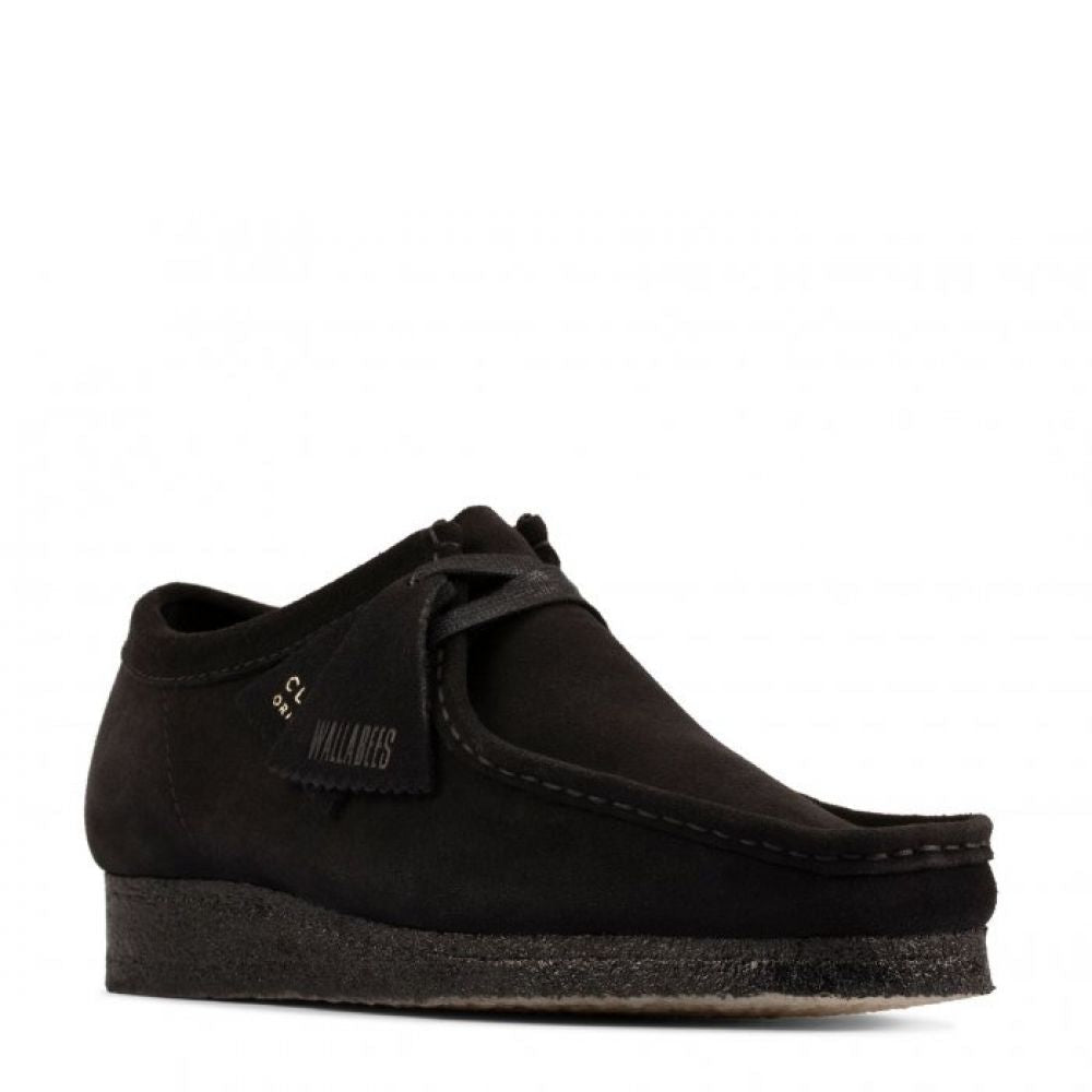 Clarks Women's Wallabee in Black Suede - Getoutside Shoes