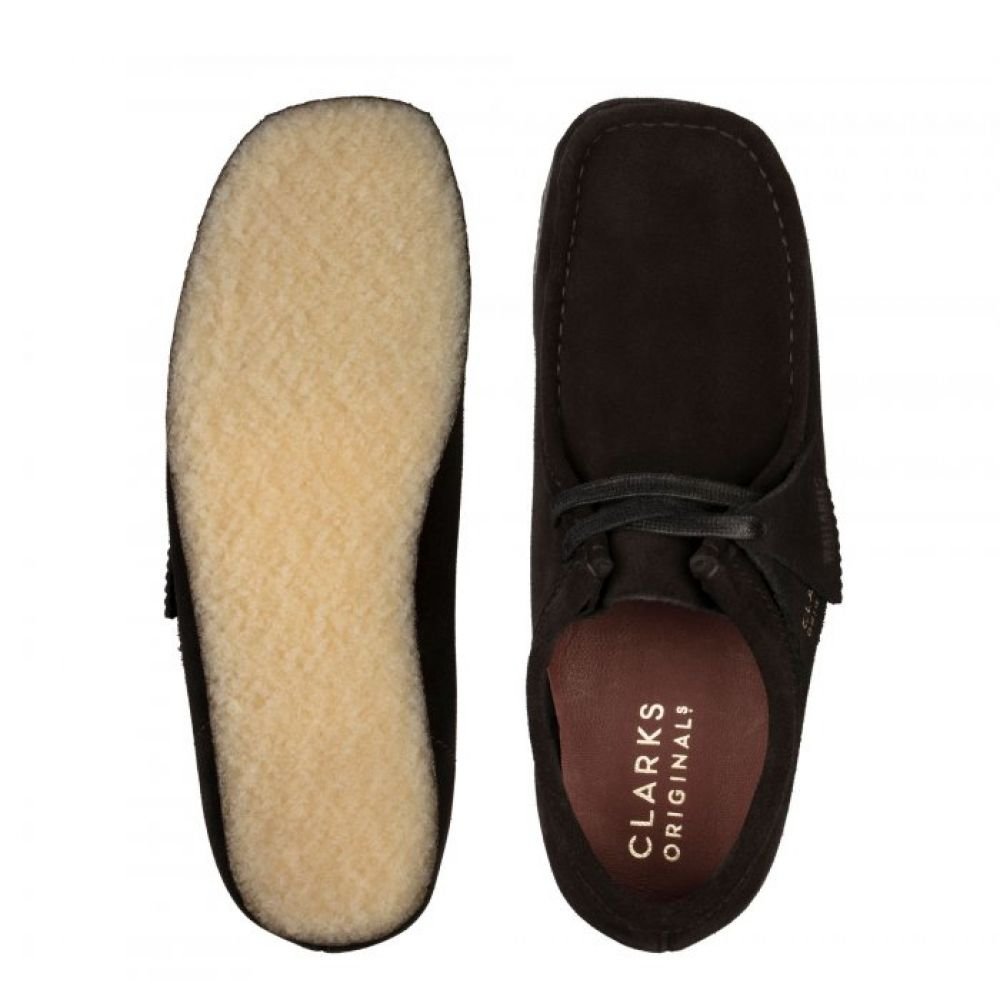 Clarks Women's Wallabee in Black Suede - Getoutside Shoes