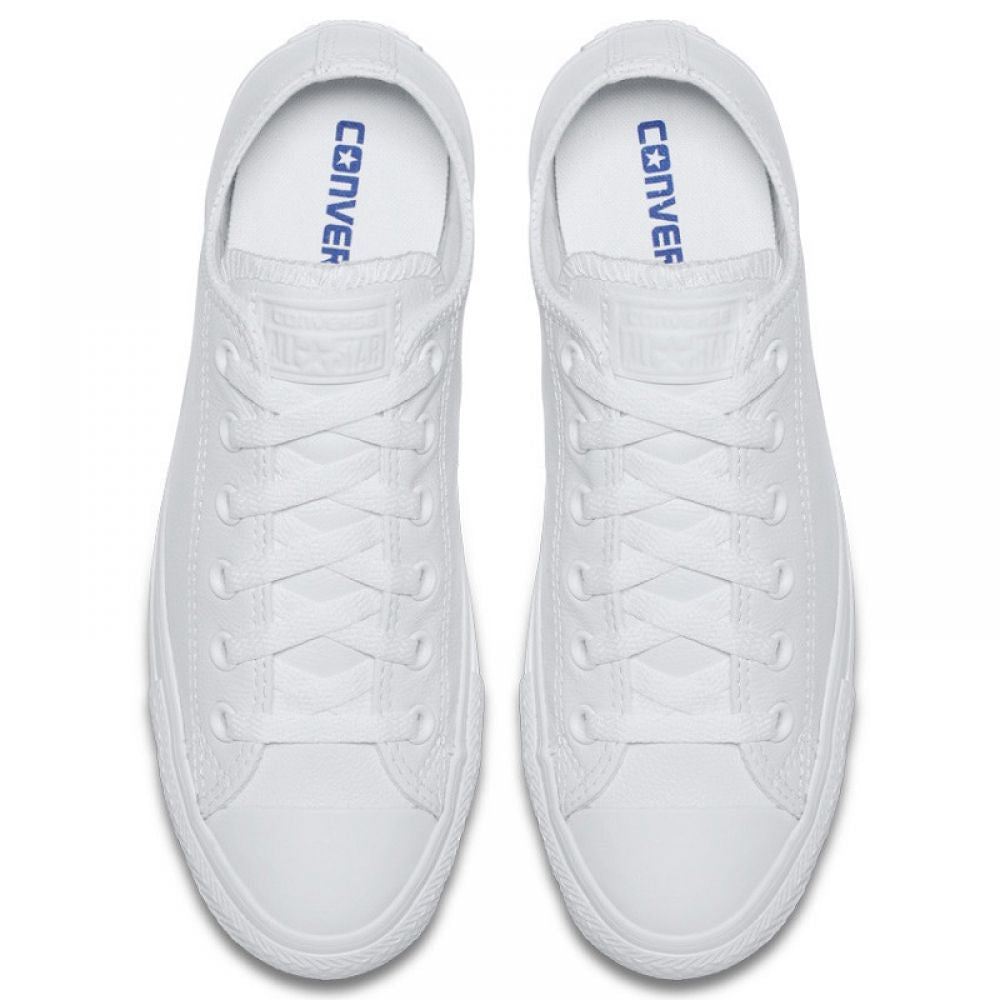 Converse Chuck Taylor All Star Mono Leather Low Top in White Monochrome - Getoutside Shoes