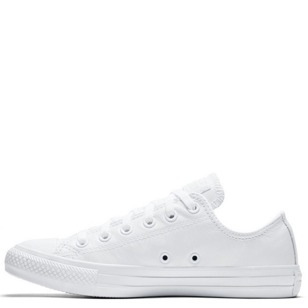 Converse Chuck Taylor All Star Mono Leather Low Top in White Monochrome - Getoutside Shoes