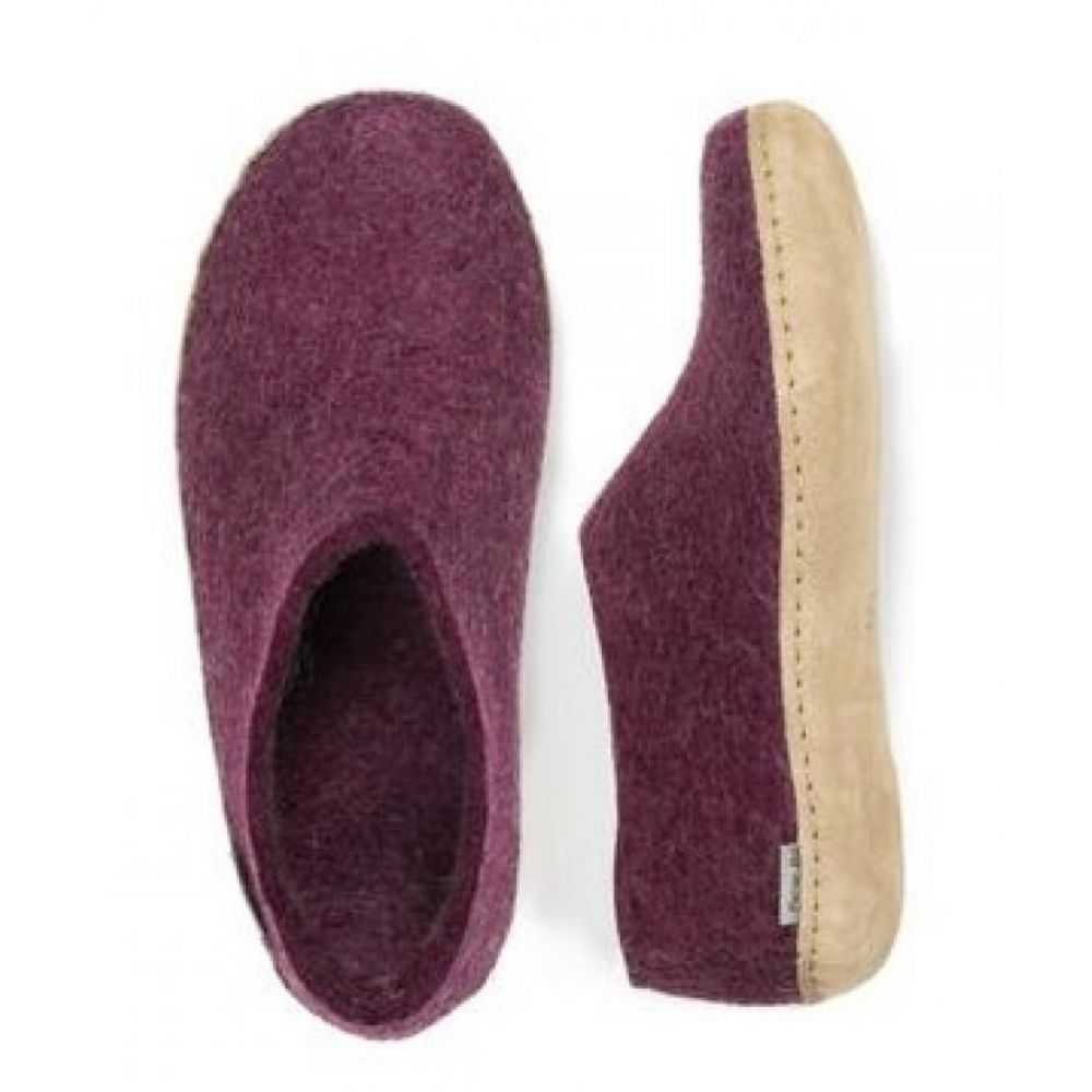 Glerups Women's Shoe Leather Sole in Cranberry