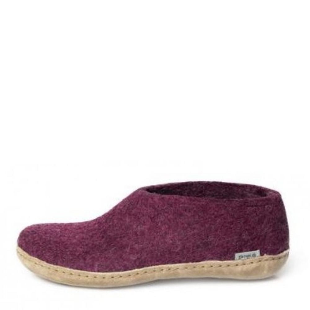 Glerups Women's Shoe Leather Sole in Cranberry
