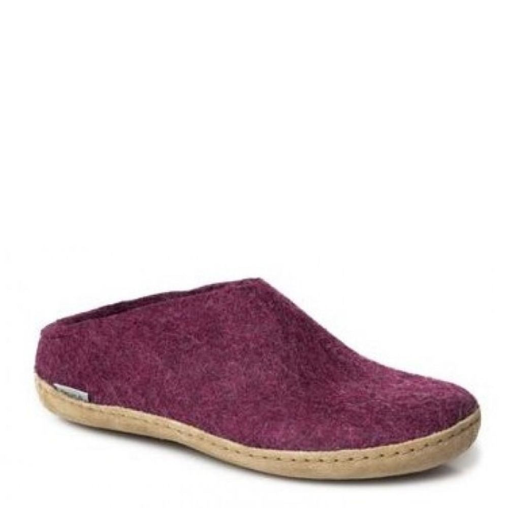 Glerups Women's Open Heel Leather Sole in Cranberry