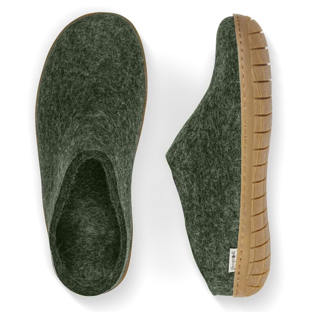 Glerups Open Heel Rubber Sole in Forest