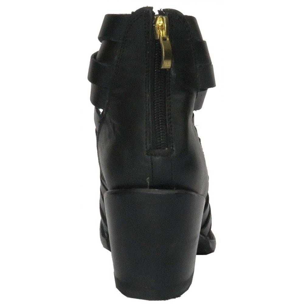 Getoutside Women's Lola Strappy Heel Boot in Black - Getoutside Shoes