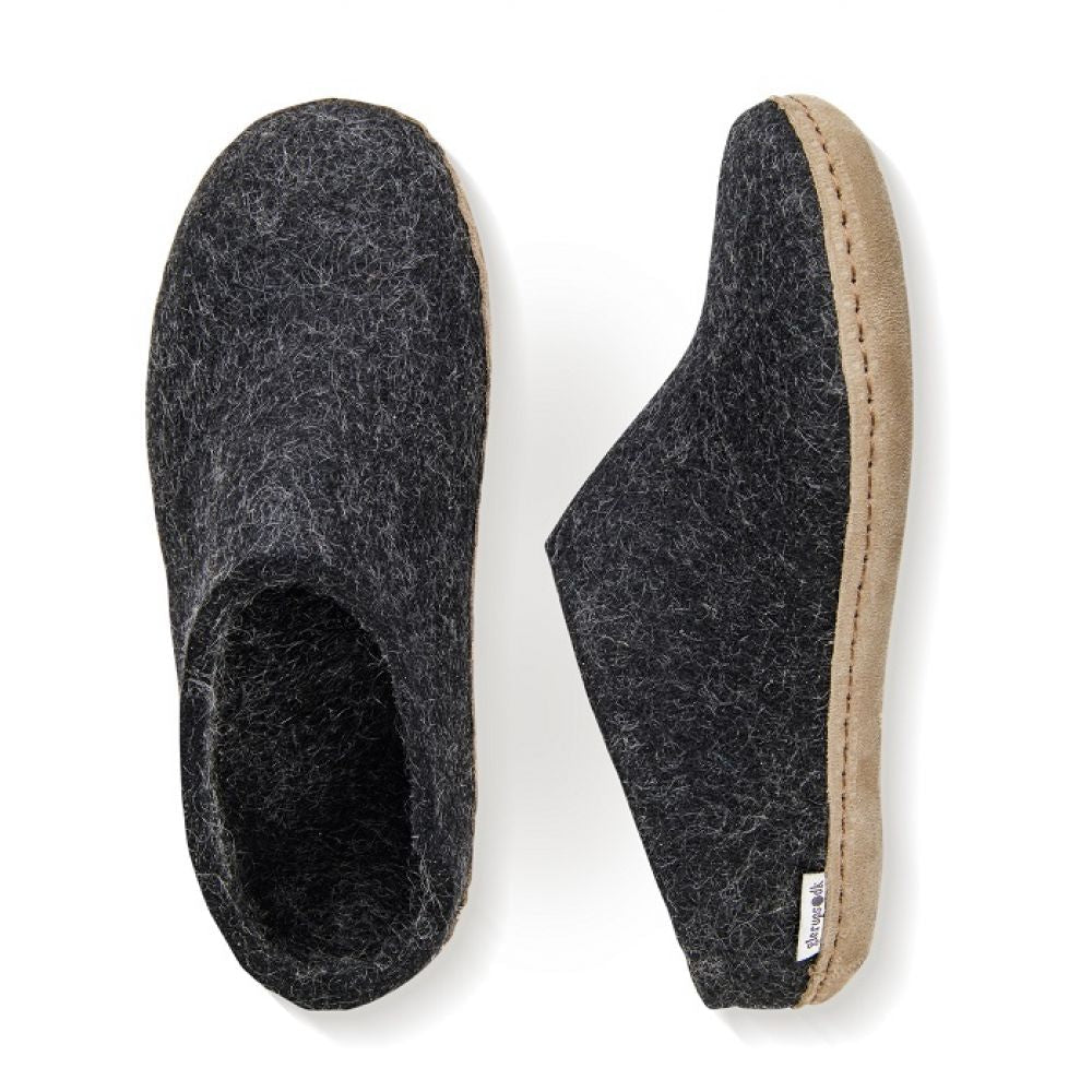 Glerups Open Heel Leather Sole in Charcoal - Getoutside Shoes
