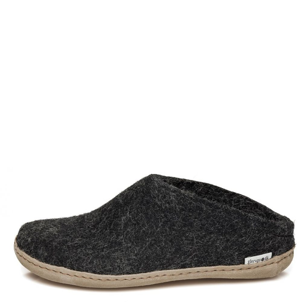 Glerups Open Heel Leather Sole in Charcoal - Getoutside Shoes