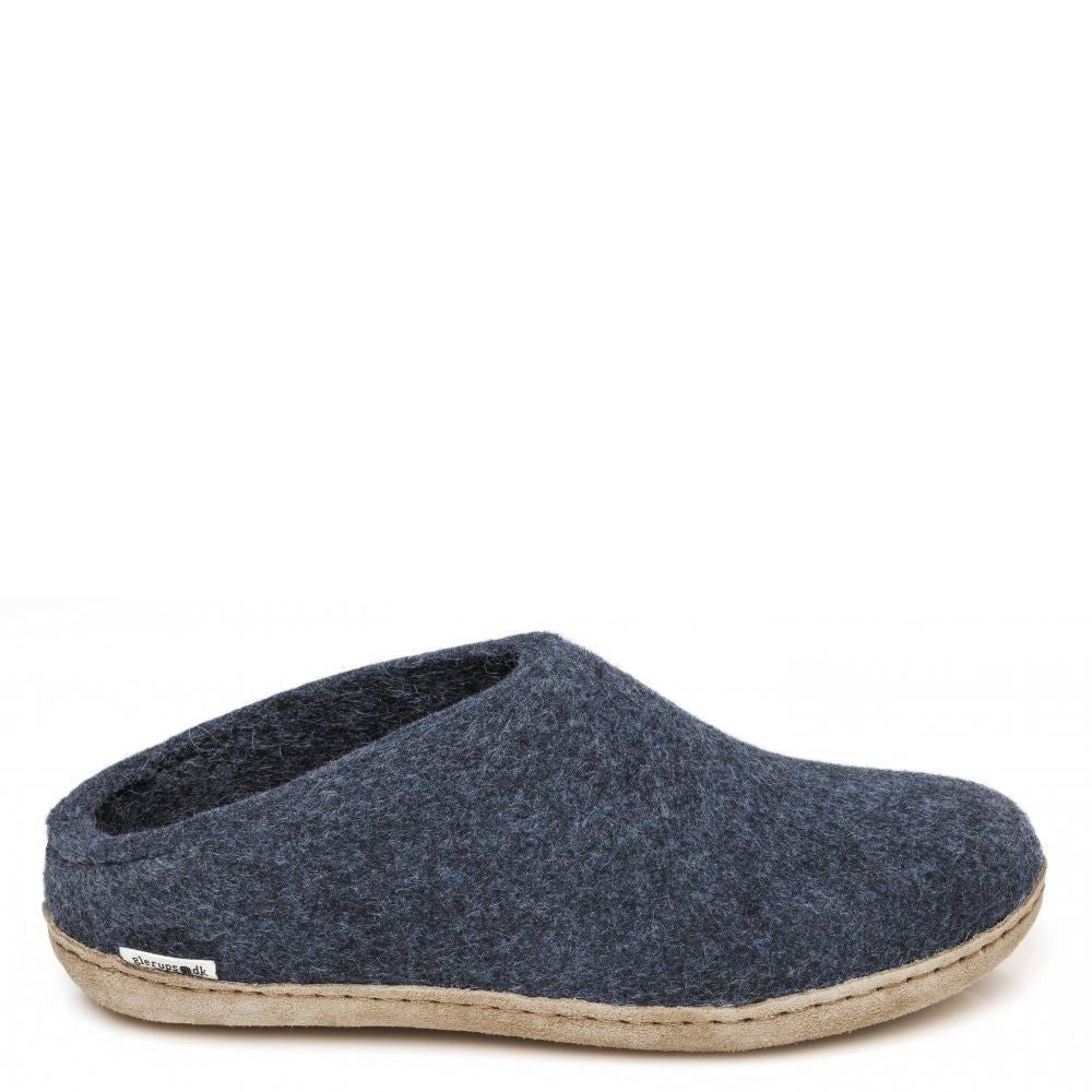 Glerups Open Heel Leather Sole in Denim - Getoutside Shoes