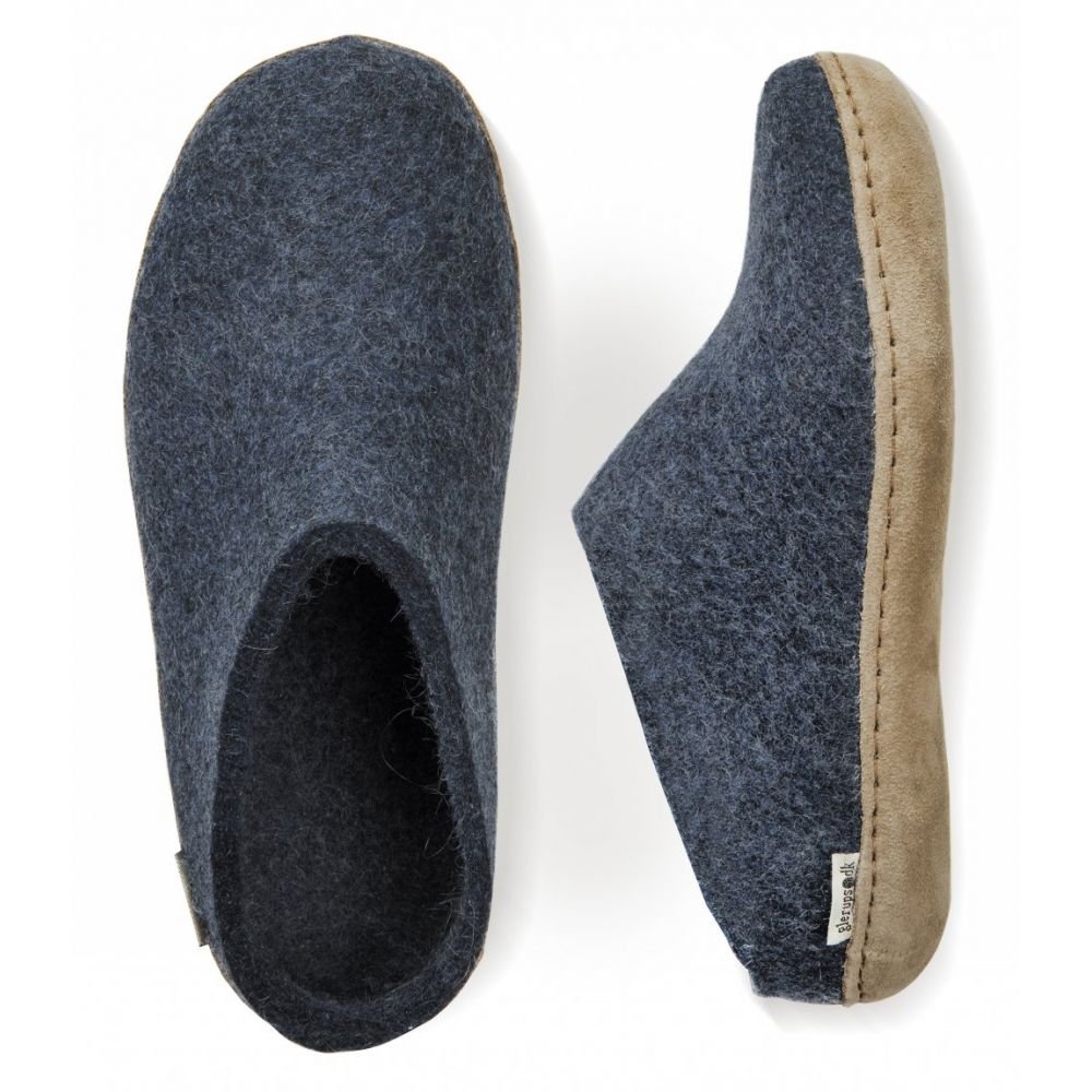 Glerups Open Heel Leather Sole in Denim - Getoutside Shoes