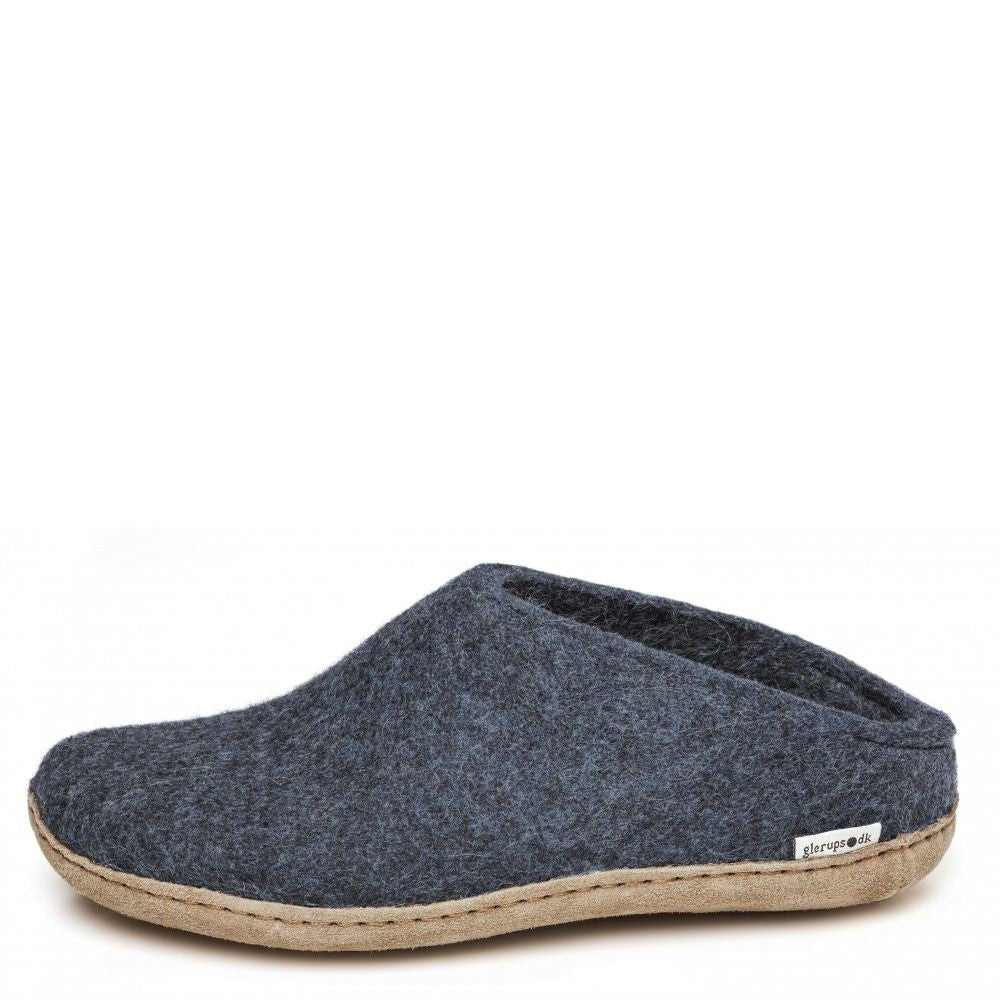 Glerups Open Heel Leather Sole in Denim - Getoutside Shoes