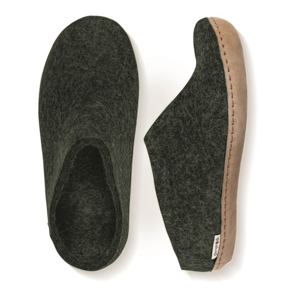 Glerups Open Heel Leather Sole in Forest - Getoutside Shoes