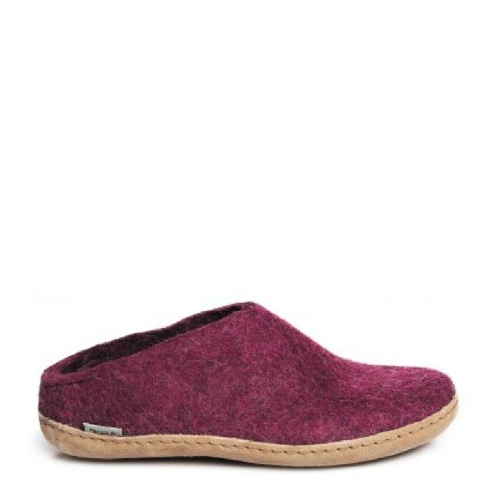 Glerups Women's Open Heel Leather Sole in Cranberry - Getoutside Shoes