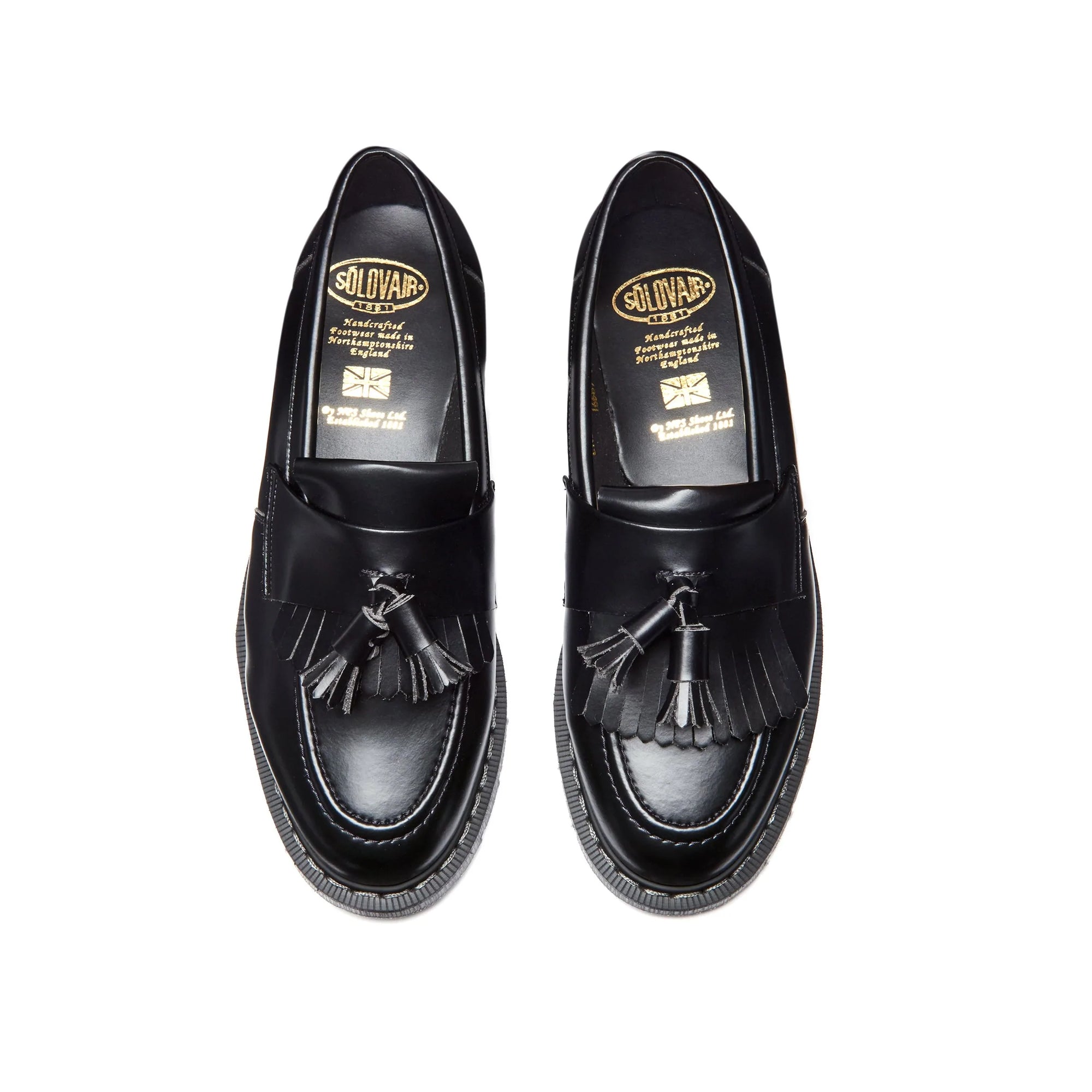 Solovair Tassel Loafer VEGAN in Black Hi-Shine