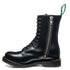 Solovair 11 Eye Zip Derby Boot in Black Hi-Shine - Getoutside Shoes