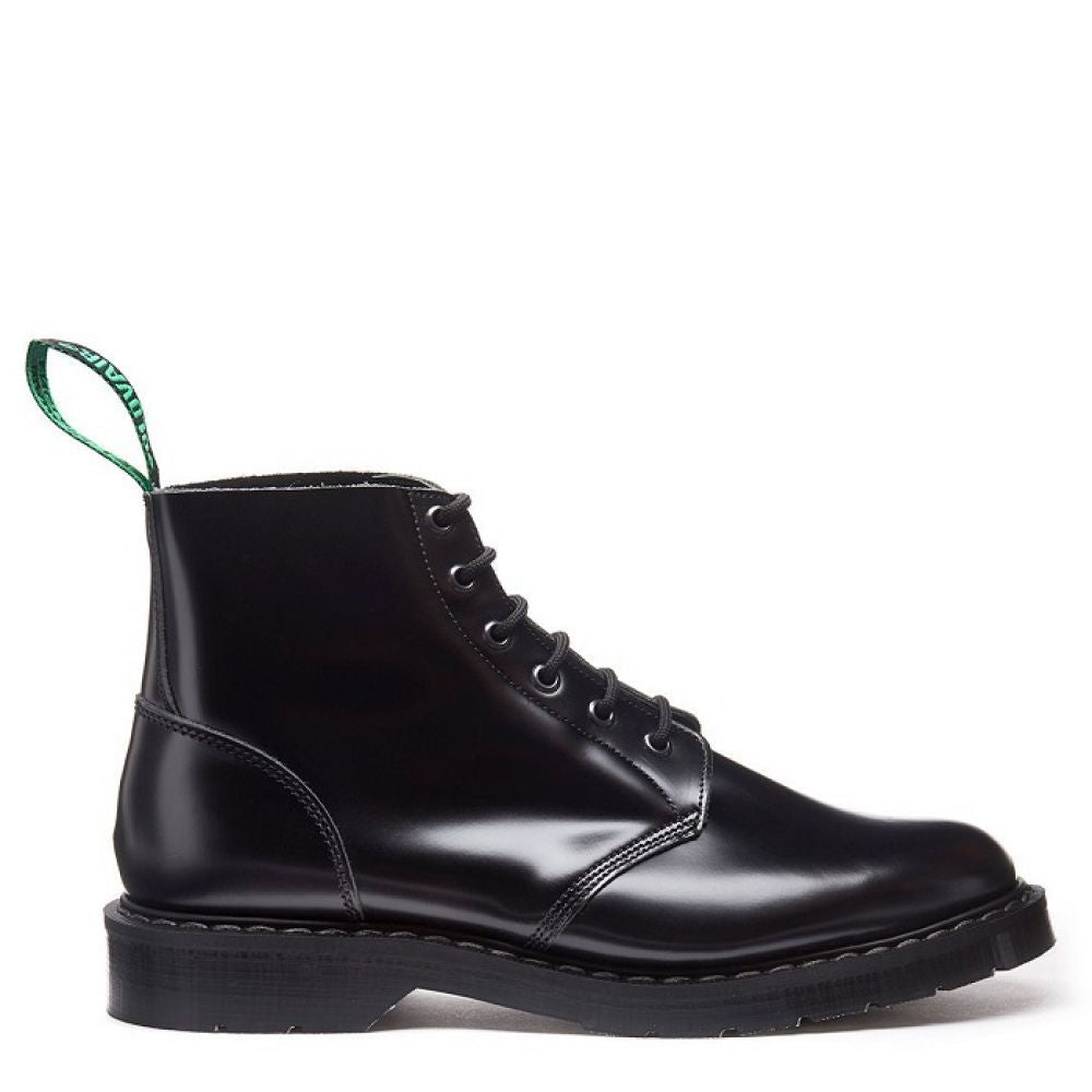Solovair 6 Eye Astronaut Boot in Black Hi-Shine - Getoutside Shoes
