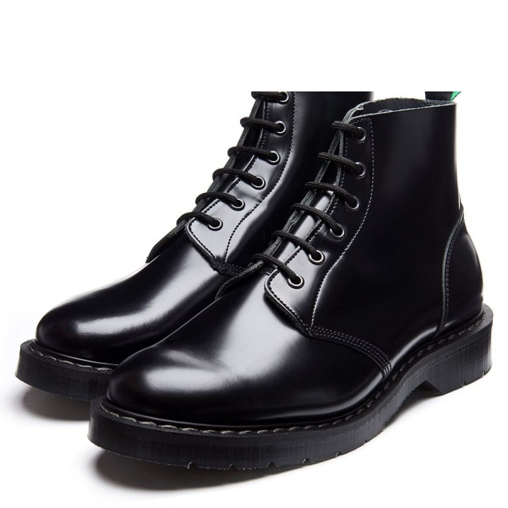Solovair 6 Eye Astronaut Boot in Black Hi-Shine - Getoutside Shoes