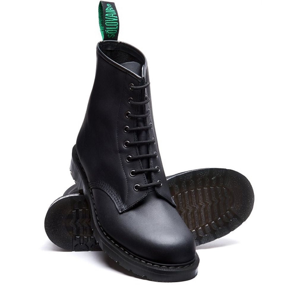 Solovair 8 Eye Derby Boot in Black Greasy - Getoutside Shoes