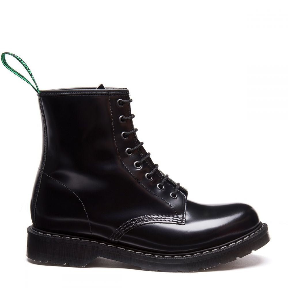 Solovair 8 Eye Derby Boot in Black Hi-Shine - Getoutside Shoes