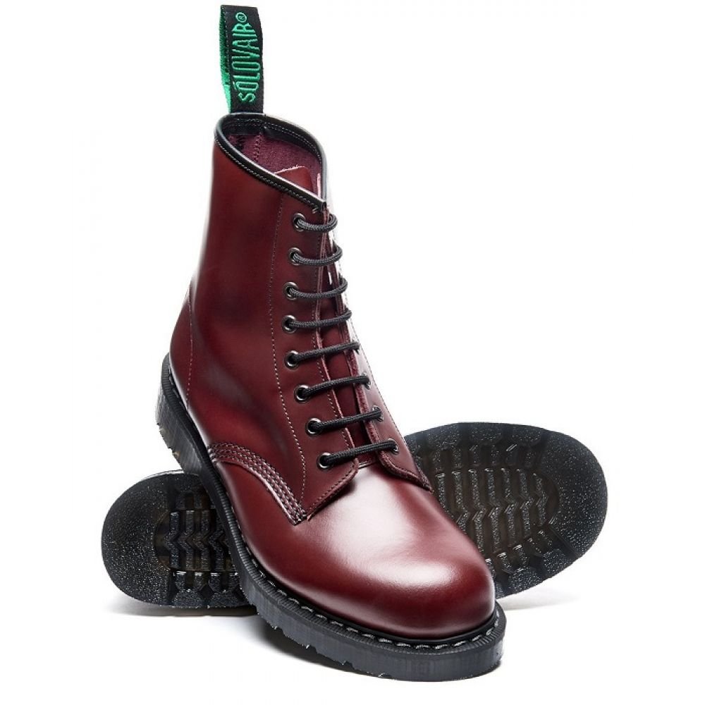 Solovair 8 Eye Derby Boot in Oxblood Hi-Shine - Getoutside Shoes