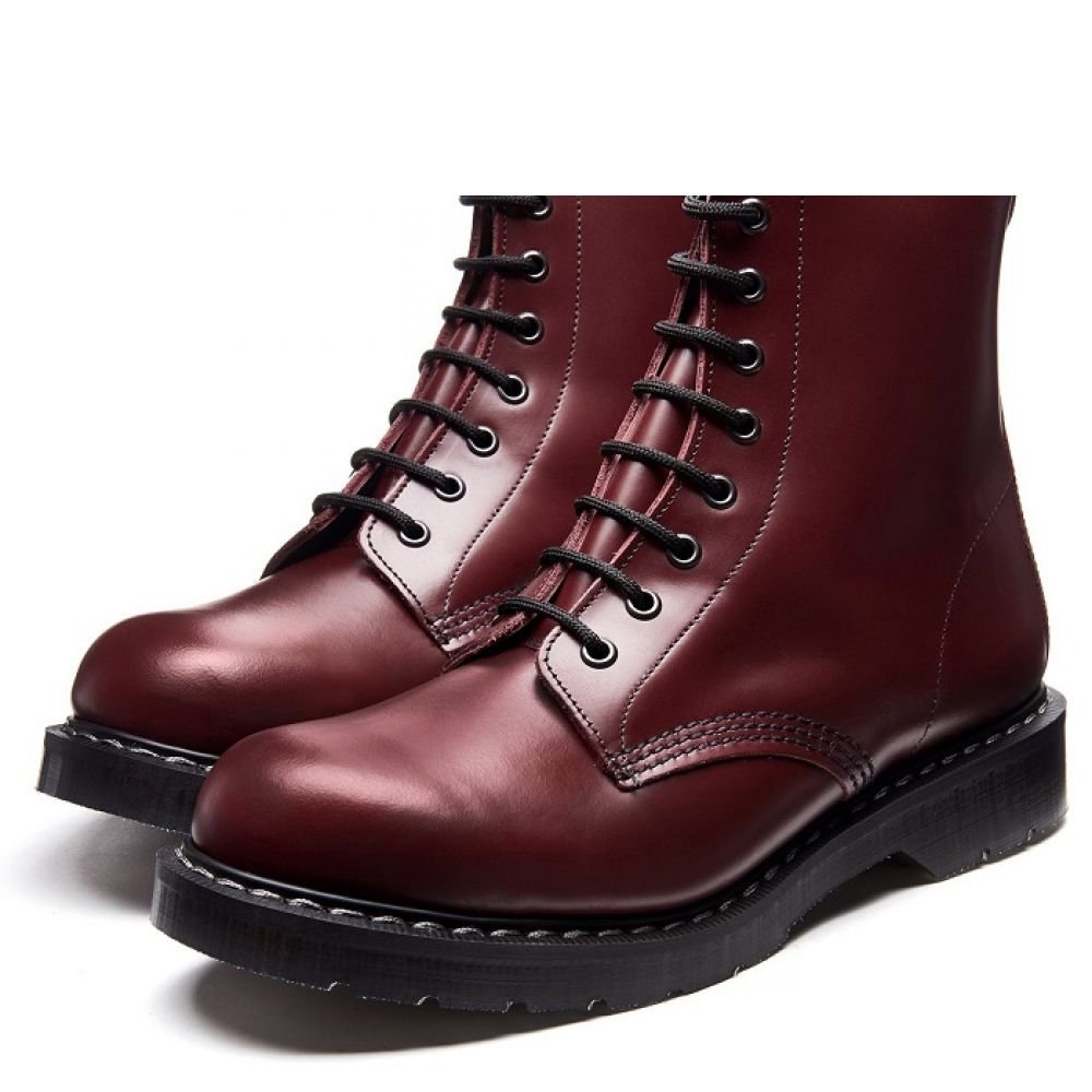 Solovair 8 Eye Derby Boot in Oxblood Hi-Shine - Getoutside Shoes