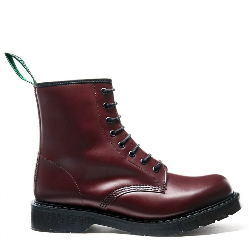 Solovair 8 Eye Derby Boot in Oxblood Hi-Shine - Getoutside Shoes