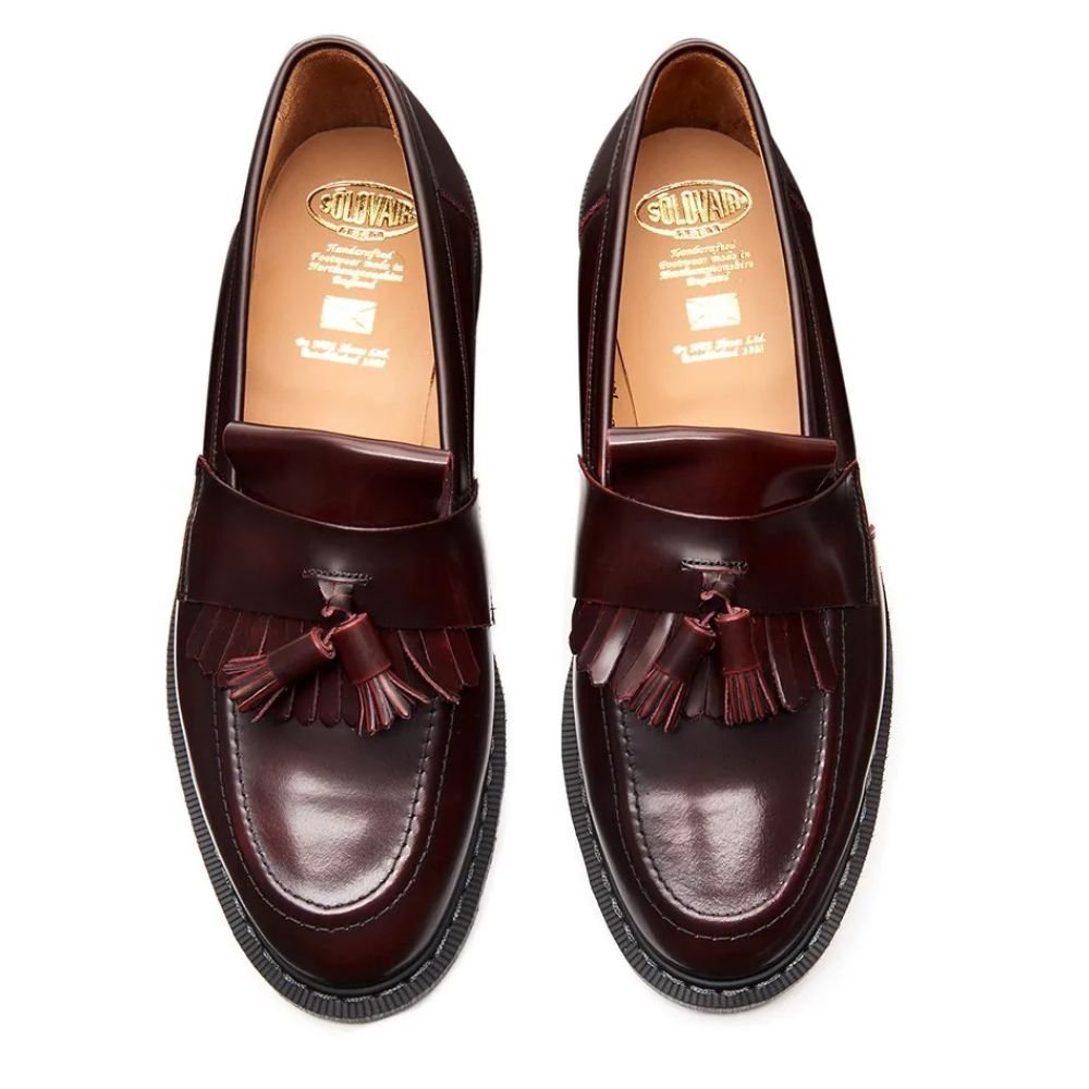 Solovair Tassel Loafer in Burgundy Rub-Off - Getoutside Shoes