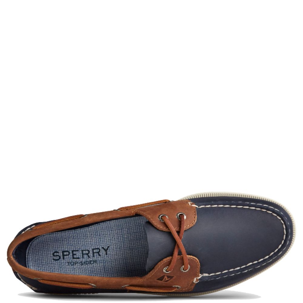 Sperry Men&#39;s Authentic Original 2-Eye Wild Horse Boat Shoe in Navy/Sonora