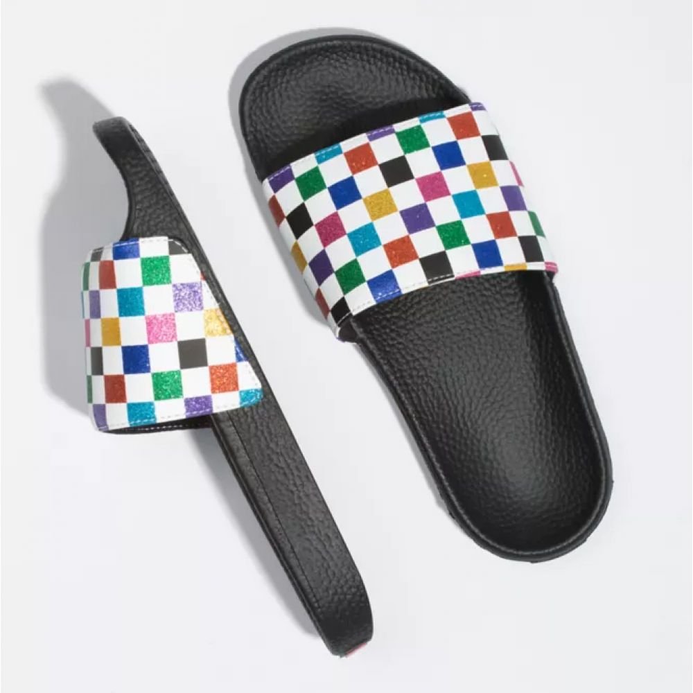 Vans Women's Glitter Slide-On in Checkerboard-Multi - Getoutside Shoes