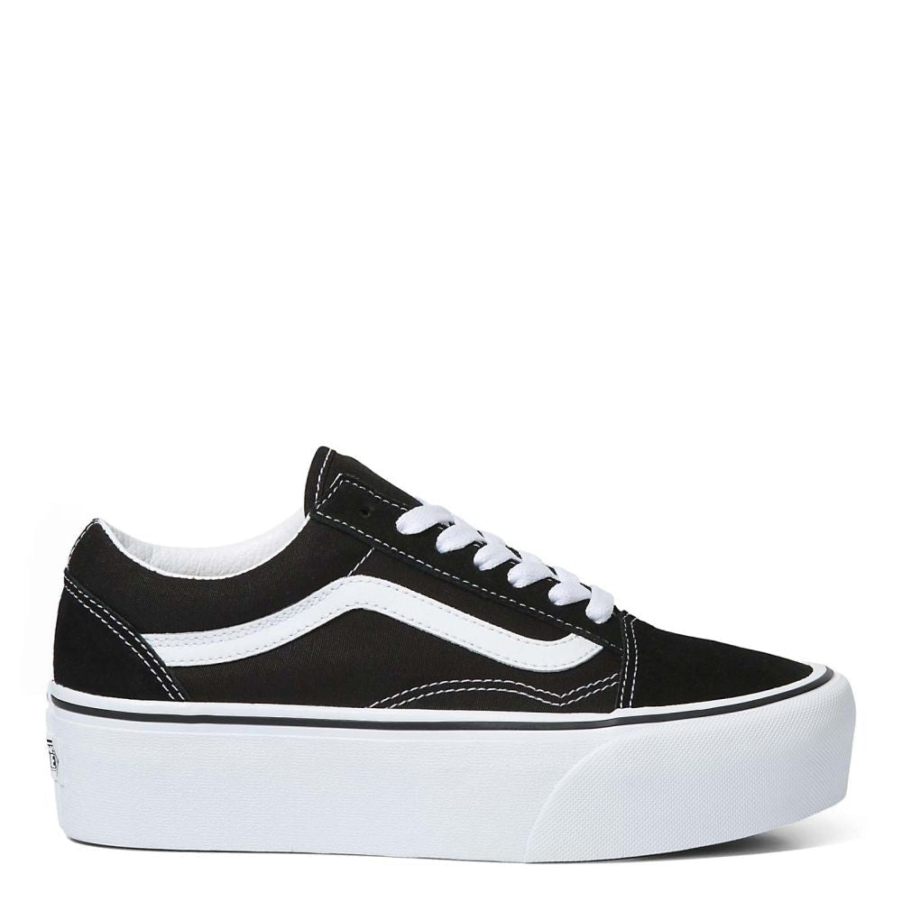 Vans Women's Old Skool Stackform in Suede/Canvas Black/True White - Getoutside Shoes